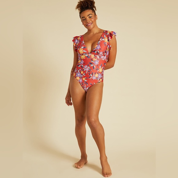 (B21) NEW ModCloth The Kelsie One-Piece Floral Swimsuit, Size Small, NWT - Picture 2 of 11